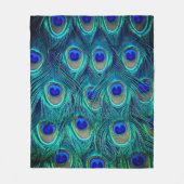 孔雀の美しい羽が開いた フリースブランケット (正面)