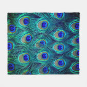孔雀の美しい羽が開いた フリースブランケット (正面(横))