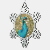 孔雀の美しい自然写真 スノーフレークピューターオーナメント (右)