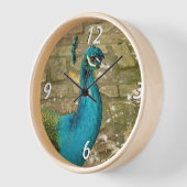 孔雀の美しい青い鳥の自然写真 壁時計 (傾斜)