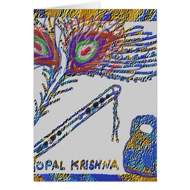 孔雀の羽およびフルート-ノウサギKrishna (正面)