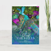 孔雀の羽および着色された木の装飾 シーズンカード (正面)