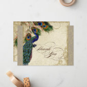 孔雀の羽おフォーマル礼Taupe ノートカード (正面/裏面インサイチュ)