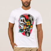 孔雀の羽が付いているジプシーのスカル Tシャツ (正面)