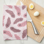 孔雀の羽が付いているパターン キッチンタオル (四つ折り)