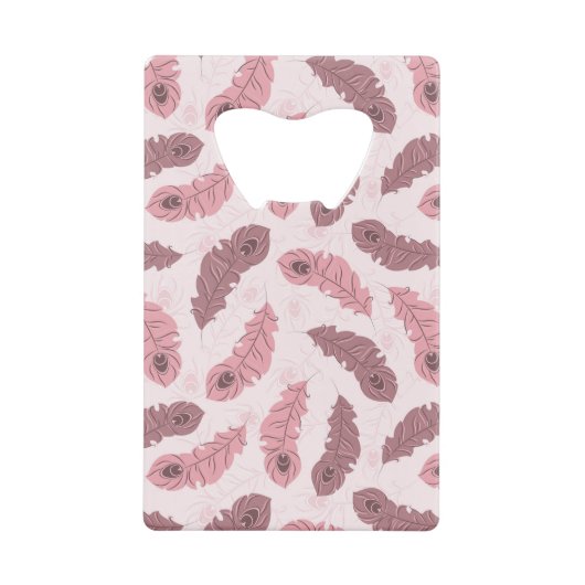 孔雀の羽が付いているパターン クレジットカード栓抜き (正面)