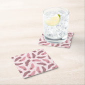 孔雀の羽が付いているパターン スクエアペーパーコースター (インサイチュ)