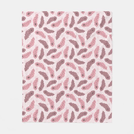 孔雀の羽が付いているパターン フリースブランケット (正面)