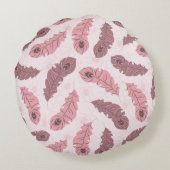 孔雀の羽が付いているパターン ラウンドクッション (裏面)