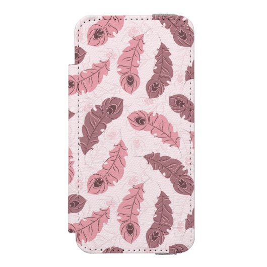 孔雀の羽が付いているパターン INCIPIO iPhoneウォレットケース (フォリオ 正面)