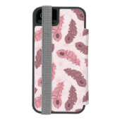 孔雀の羽が付いているパターン INCIPIO iPhoneウォレットケース (フォリオ裏面)