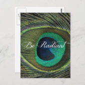 孔雀の羽が輝く引用文 ポストカード (正面/裏面)