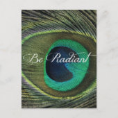 孔雀の羽が輝く引用文 ポストカード (正面)