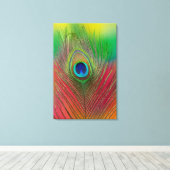 孔雀の羽が閉まる キャンバスプリント (インサイチュ (ウッドフロア))