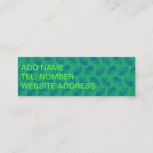 孔雀の羽が青と緑 スキニー名刺 (正面)