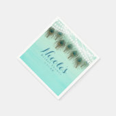 孔雀の羽とストリングライトの素朴パーティー スタンダードカクテルナプキン (角)