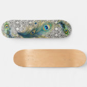 孔雀の羽とヴィンテージレース スケートボード (横)