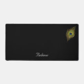 孔雀の羽と書道の黒 デスクマット (正面)