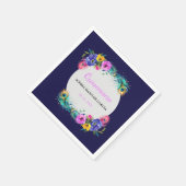 孔雀の羽と花キンセアニラパープル スタンダードカクテルナプキン (角)