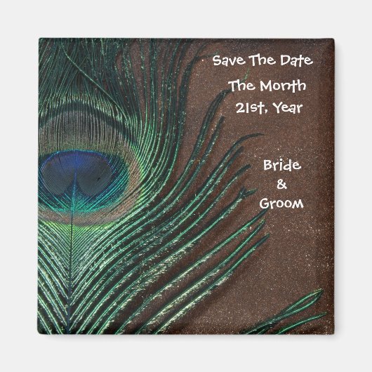 孔雀の羽と茶色と金ゴールド マグネット (正面)