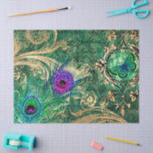 孔雀の羽と蝶のデコパージュ 薄葉紙 (クラフト)