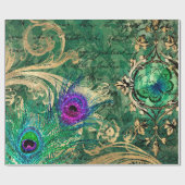 孔雀の羽と蝶 ラッピングペーパー (フラット)