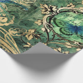 孔雀の羽と蝶 ラッピングペーパー (角)