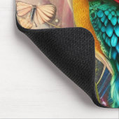 孔雀の羽にフローラを持つメス顔 マウスパッド (コーナー)