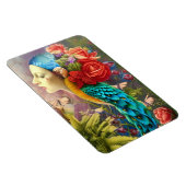 孔雀の羽にフローラを持つメス顔 マグネット (右側)