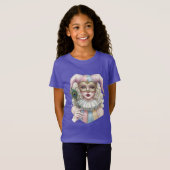 孔雀の羽のある仮面のハーレクイン Tシャツ (正面フル)