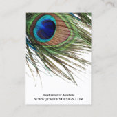 孔雀の羽のイヤリングのジュエリーの表示カスタム 名刺 (裏面)