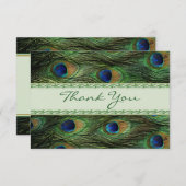 孔雀の羽のウェディング ありがとう サンキューカード (正面/裏面)