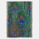 孔雀の羽のエッチングスタイル スローブランケット (正面縦)