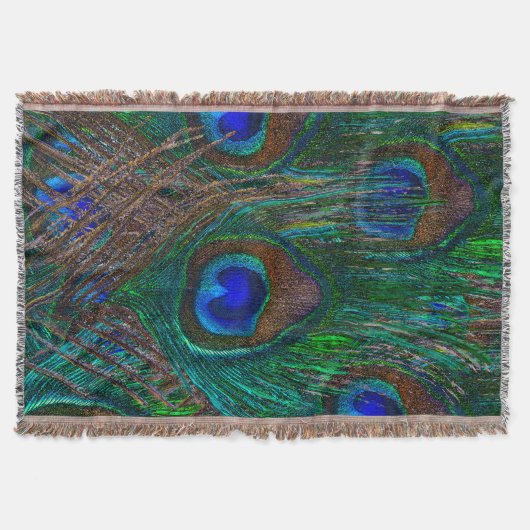 孔雀の羽のエッチングスタイル スローブランケット (正面)