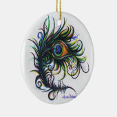 孔雀の羽のオーナメント セラミックオーナメント (右)