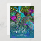 孔雀の羽のクリスマスの装飾 ポストカード (正面/裏面)