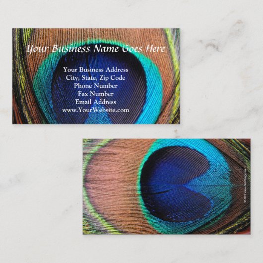 孔雀の羽のクローズアップの目 名刺 (正面/裏面)