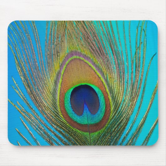 孔雀の羽のクローズアップ マウスパッド (正面)
