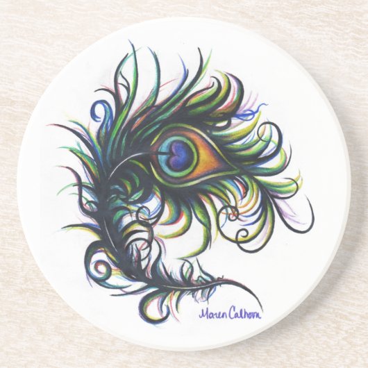 孔雀の羽のコースター コースター (正面)