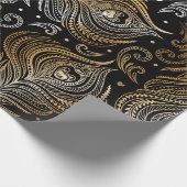 孔雀の羽のシームレスなパターン。フリーハンドd ラッピングペーパー (角)