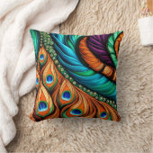 孔雀の羽のパターン クッション (ブランケット)
