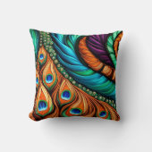 孔雀の羽のパターン クッション (正面)