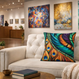 孔雀の羽のパターン クッション