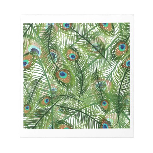 孔雀の羽のパターン ノートパッド (正面)