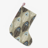 孔雀の羽のパターン、ヴィンテージスタイル。 スモールクリスマスストッキング (正面 (吊り時))