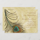 孔雀の羽のパーソナライズな結婚式招待状 招待状 (正面/裏面)