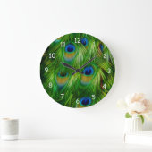 孔雀の羽のプリント ラージ壁時計 (ホーム)