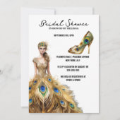 孔雀の羽のボールの花嫁が白くなる 招待状 (正面)