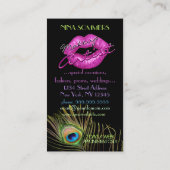 孔雀の羽のメーキャップアーティストの名刺 名刺 (裏面)