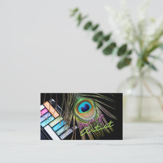 孔雀の羽のメーキャップアーティストの名刺 名刺 (スタンド正面)